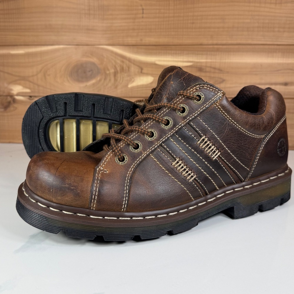 Vintage Dr. Martens Reno Brown Leather Oxford Shoes Mens 12 AW004 Lug Sole